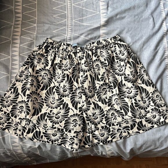 Black and White Prada Floral Shorts